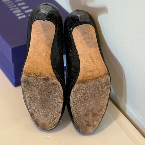 Stuart Weitzman Black Leather Snakeskin - Size 7.5 - Picture 3 of 3